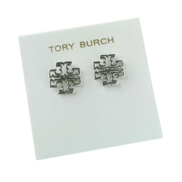 TORY BURCH Britten Logo Stud Earrings New - Picture 1 of 3